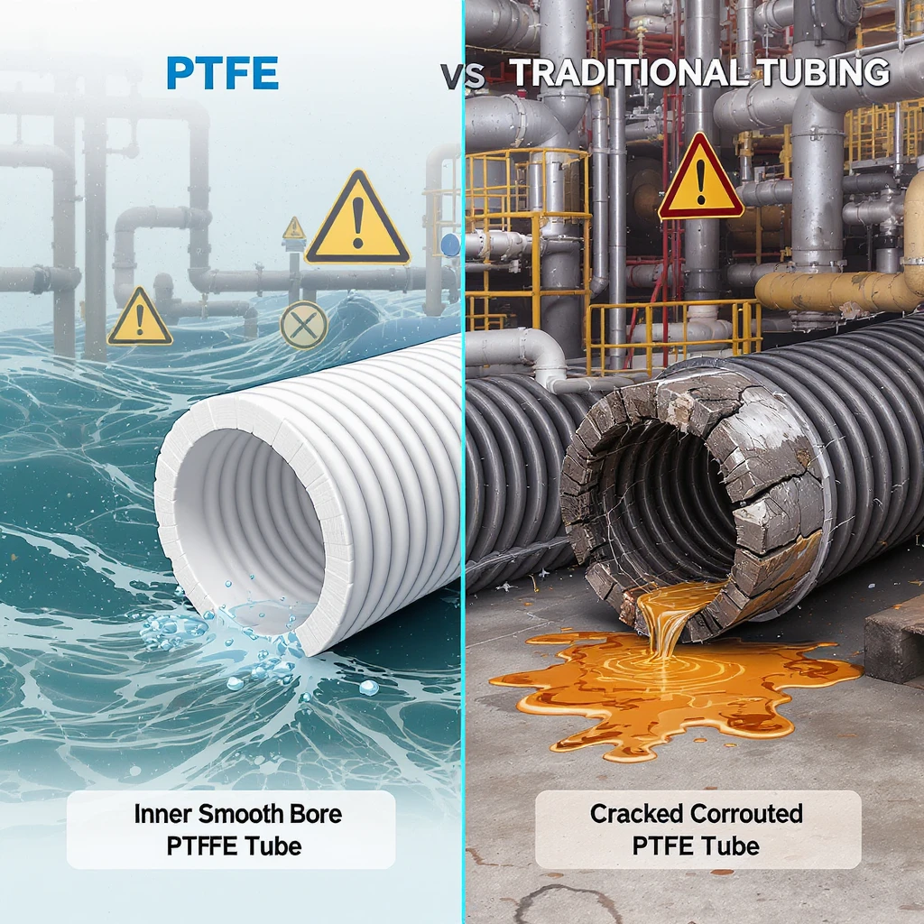 Inner Smooth Bore Outer Corrugated PTFE Tubes
