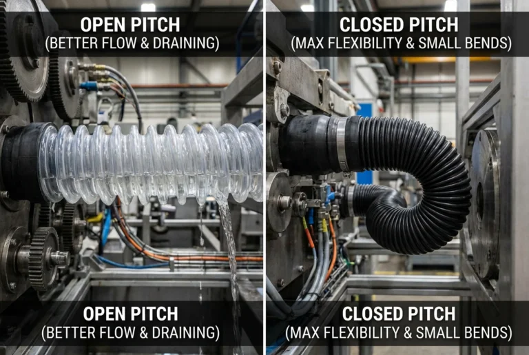 open pitch vs closed pitch convoluted tubing